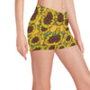 Sunflower Pattern Print Design SF04 Yoga Shorts