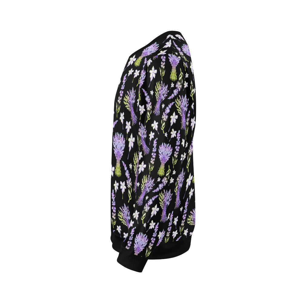 Lavender Pattern Print Design LV04 Men Long Sleeve Sweatshirt