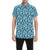 Hibiscus Flower Hawaiian Themed Men's Short Sleeve Button Up Shirt