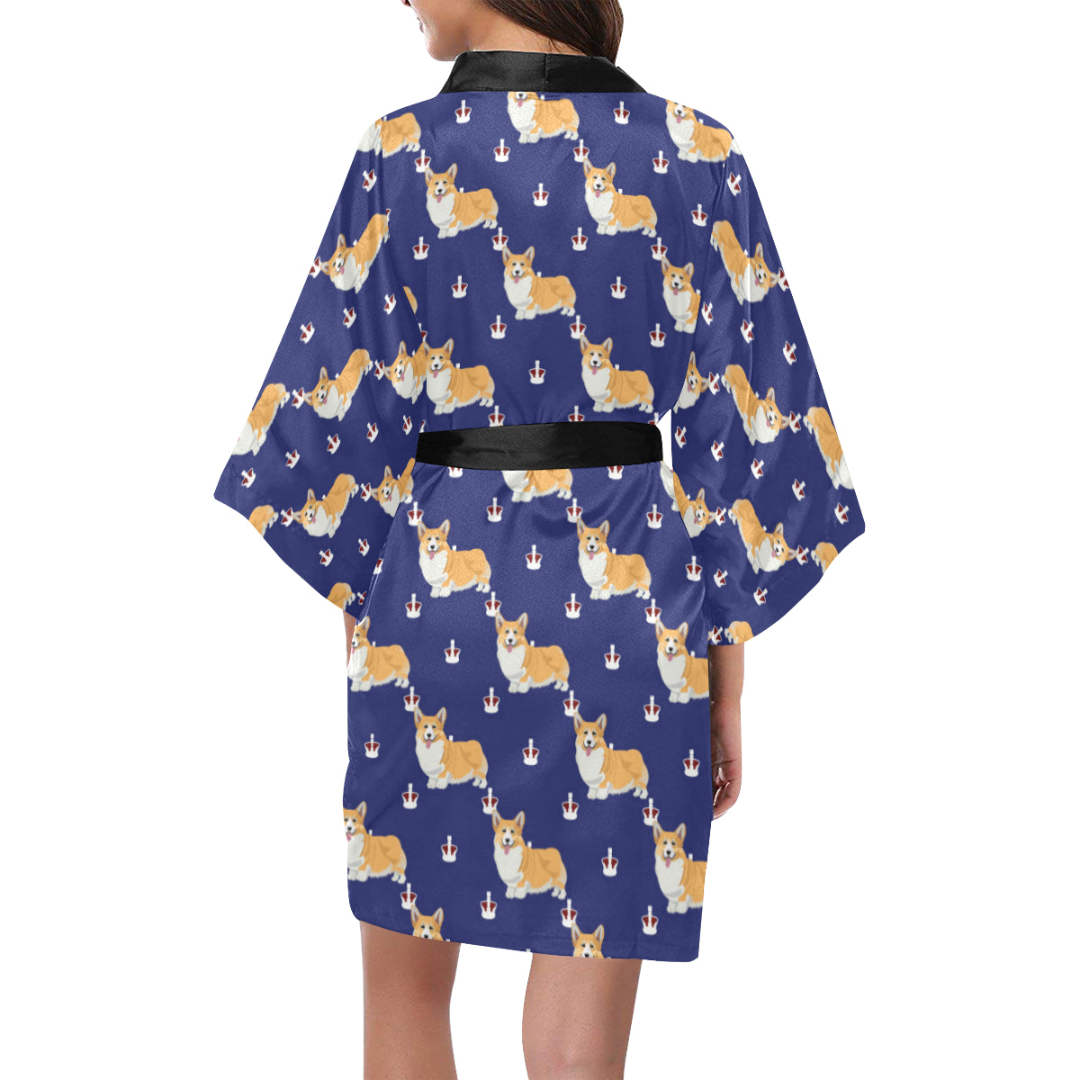 Pembroke Welsh Corgis Pattern Print Design A07 Women's Short Kimono