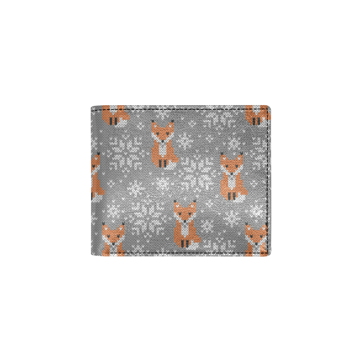 Knit Red Fox Pattern Print Design 02 Men's ID Card Wallet