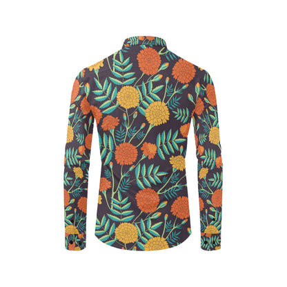 Marigold Pattern Print Design MR01 Men's Long Sleeve Shirt