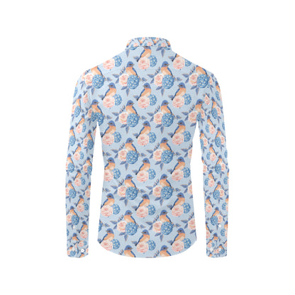Bluebird Pattern Print Design 01 Men's Long Sleeve Shirt