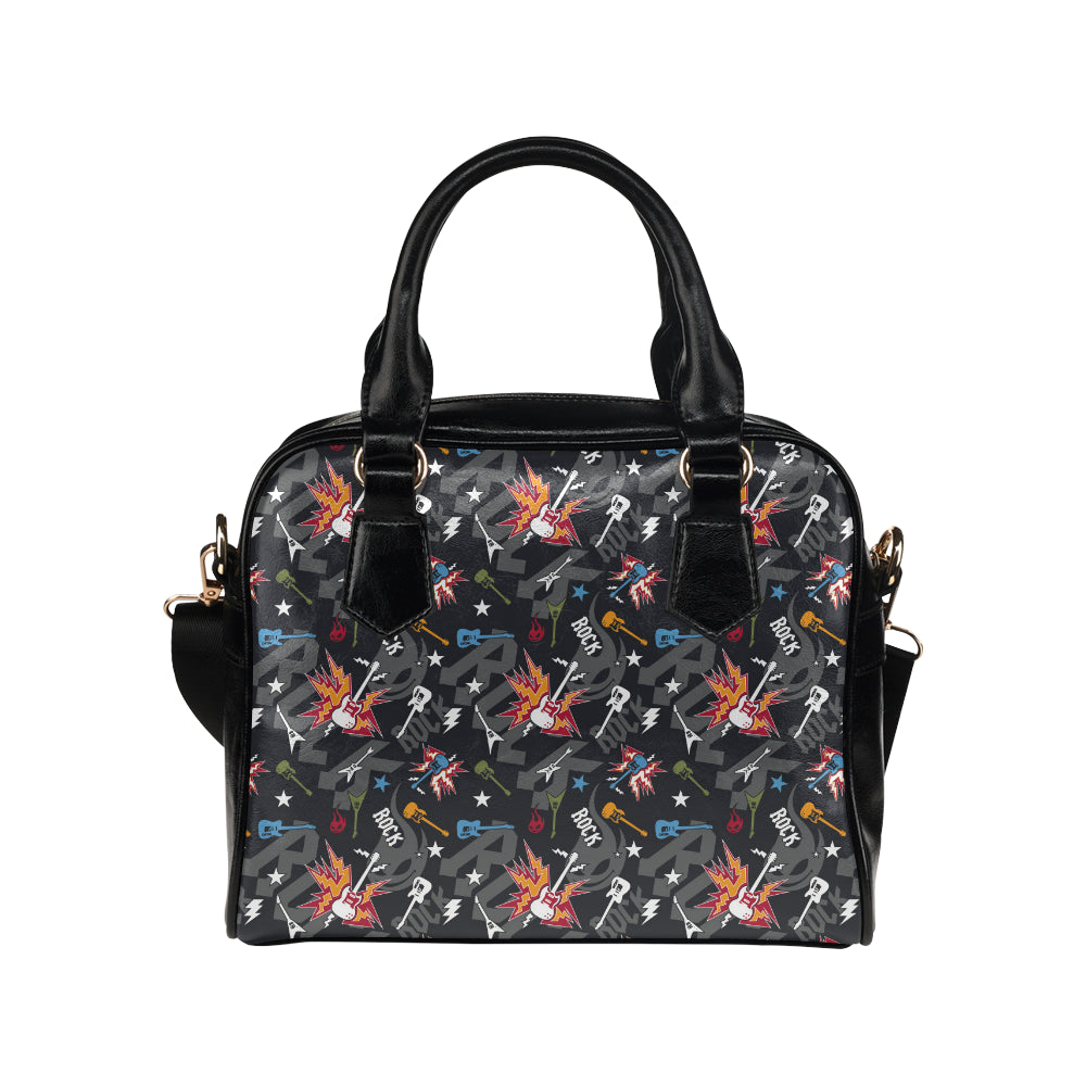 Rock and Roll Pattern Print Design A01 Shoulder Handbag