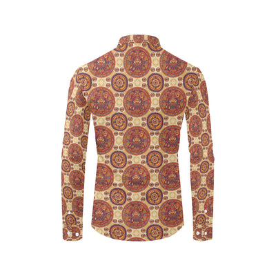 Calendar Aztec Pattern Print Design 01 Men's Long Sleeve Shirt