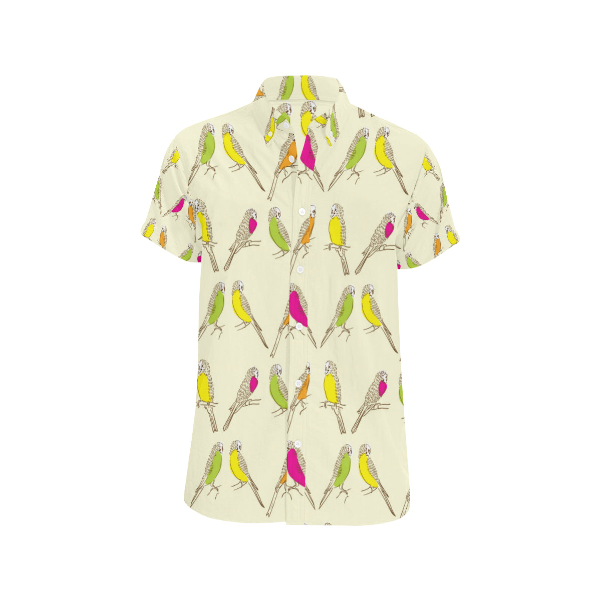 Parakeet Pattern Print Design A01 Men's Short Sleeve Button Up Shirt