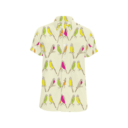 Parakeet Pattern Print Design A01 Men's Short Sleeve Button Up Shirt