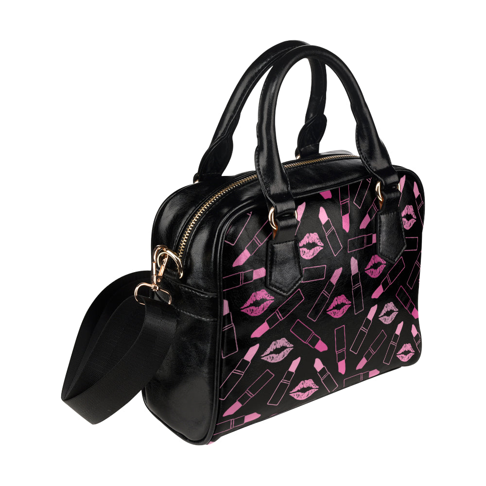 Lipstick Pink Pattern Print Design 01 Shoulder Handbag