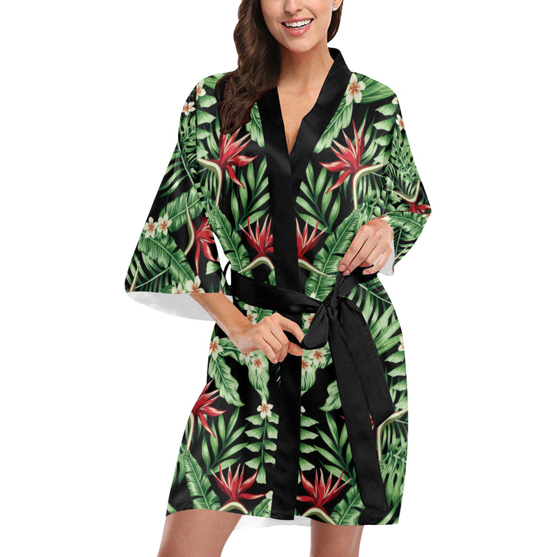 Bird Of Paradise Pattern Print Design BOP05 Women's Short Kimono