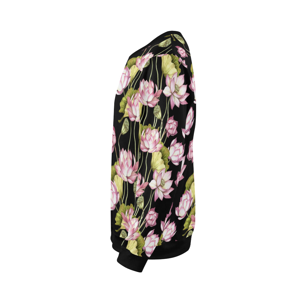 Water Lily Pattern Print Design WL06 Men Long Sleeve Sweatshirt