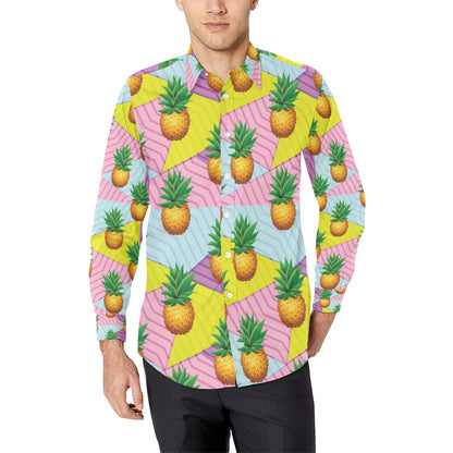 Pineapple Pattern Print Design PP05 Men's Long Sleeve Shirt