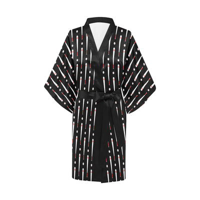 Baseball Pattern Print Design 03 Women's Short Kimono