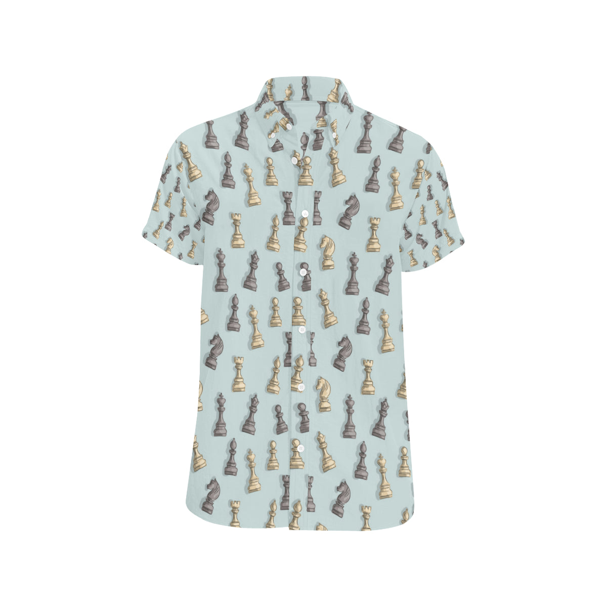 Chess Pattern Print Design 02 Men's Short Sleeve Button Up Shirt