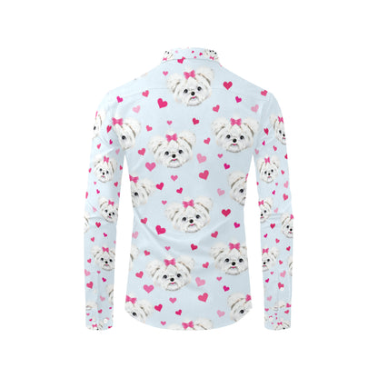Maltese Pattern Print Design 03 Men's Long Sleeve Shirt