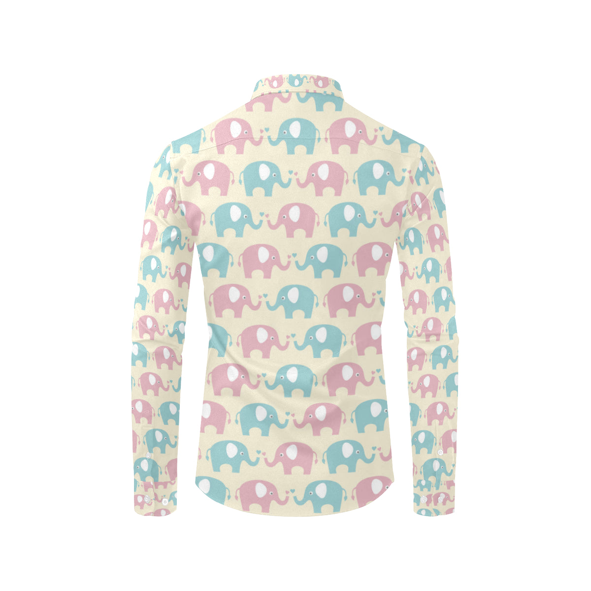 Elephant Baby Pastel Print Pattern Men's Long Sleeve Shirt