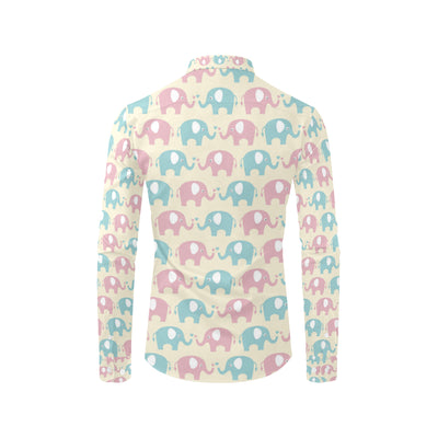 Elephant Baby Pastel Print Pattern Men's Long Sleeve Shirt