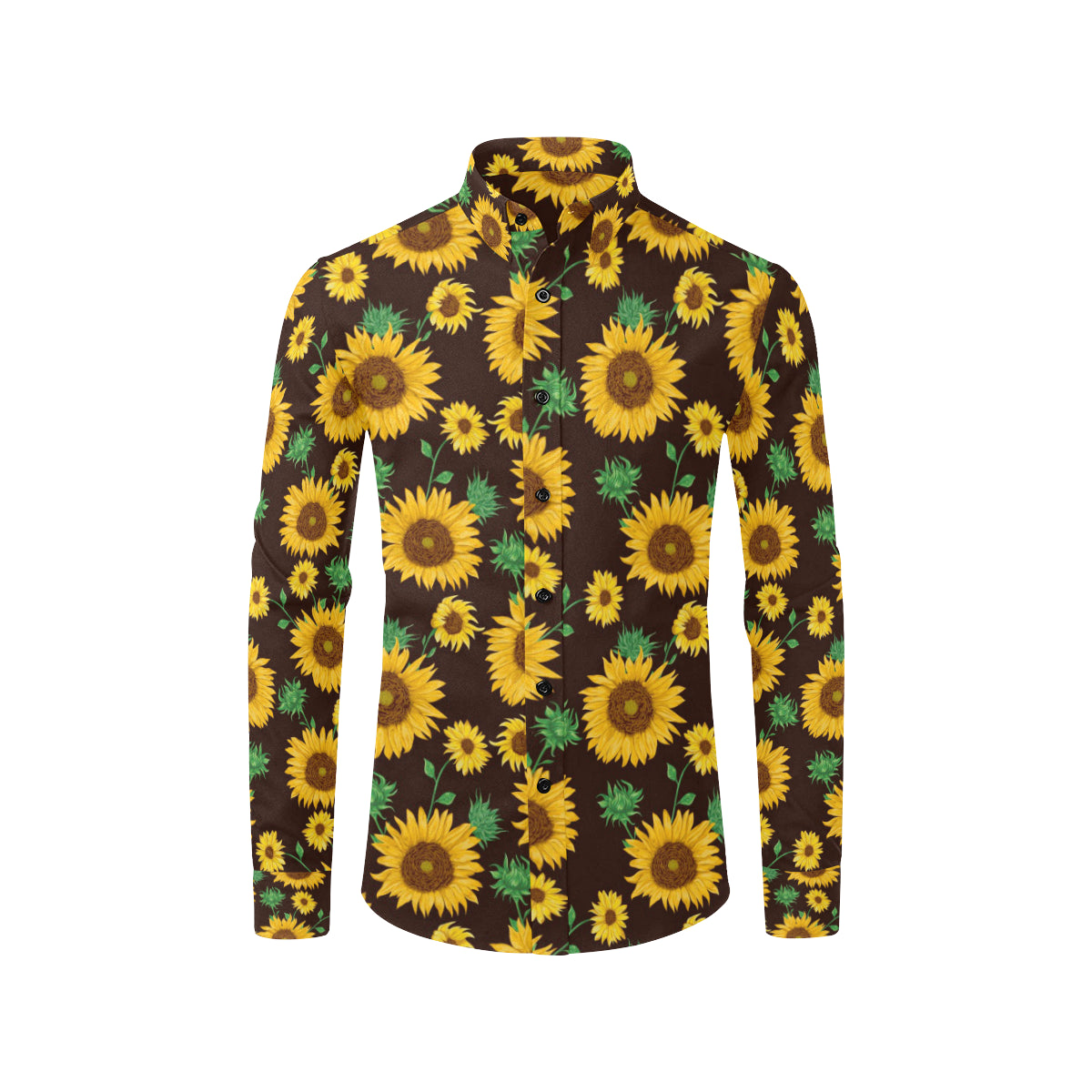 Sunflower Pattern Print Design SF01 Men's Long Sleeve Shirt