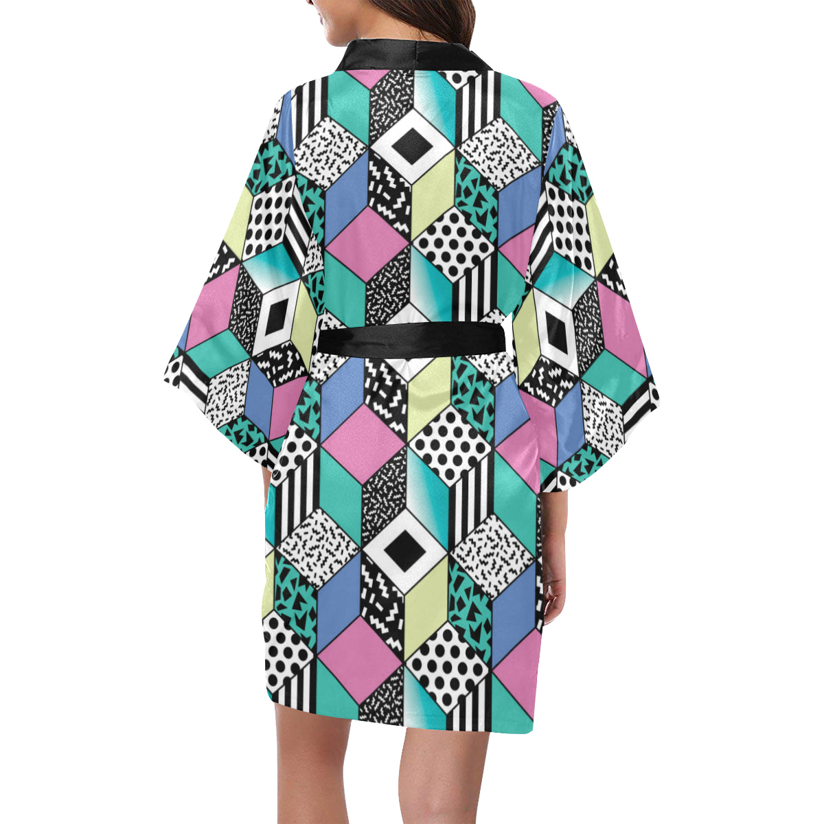 90s Pattern Print Design 3 Women's Short Kimono