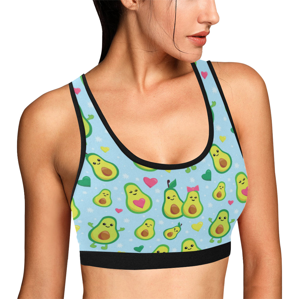 Avocado Pattern Print Design AC09 Sports Bra