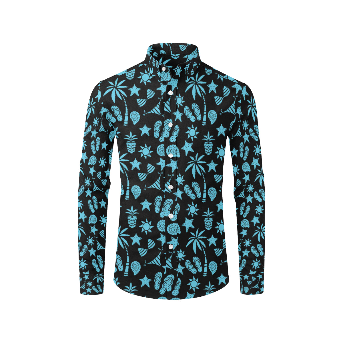 Beach Scene Pattern Print Design 03 Men's Long Sleeve Shirt