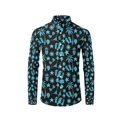 Beach Scene Pattern Print Design 03 Men's Long Sleeve Shirt