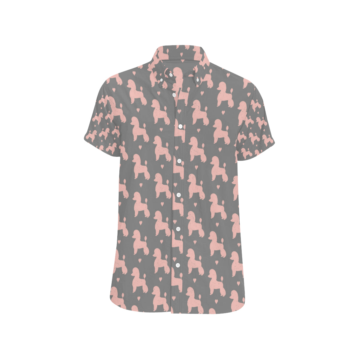 Poodle Pattern Print Design A02 Men's Short Sleeve Button Up Shirt