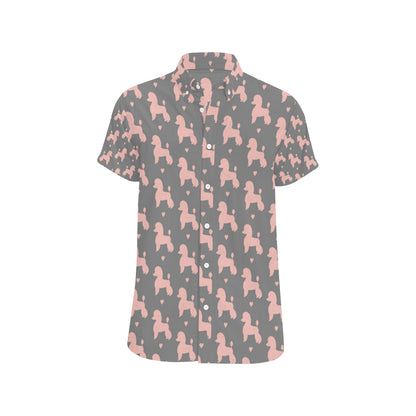 Poodle Pattern Print Design A02 Men's Short Sleeve Button Up Shirt