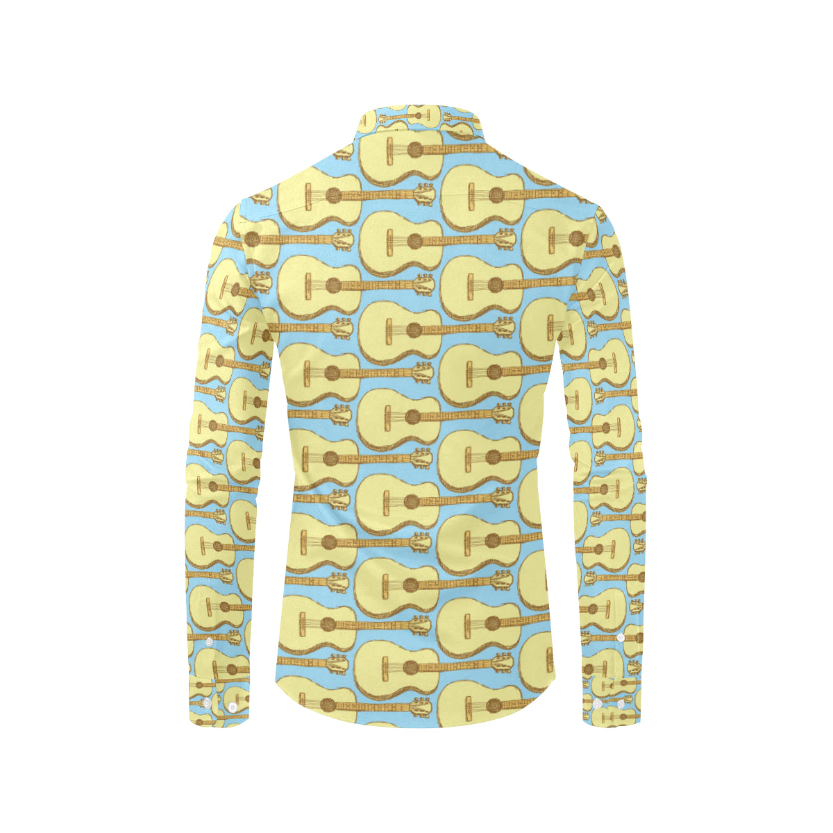 Acoustic Guitar Pattern Print Design 03 Men's Long Sleeve Shirt