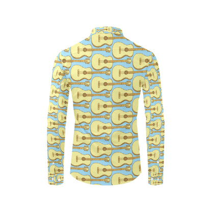 Acoustic Guitar Pattern Print Design 03 Men's Long Sleeve Shirt