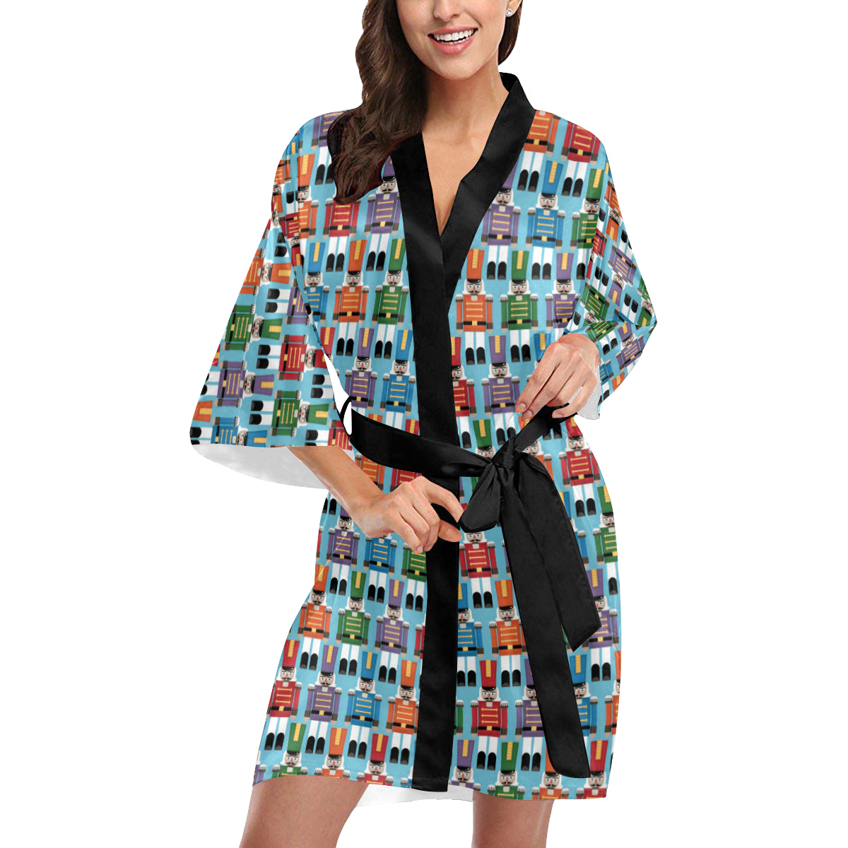 Nutcracker Pattern Print Design A02 Women's Short Kimono