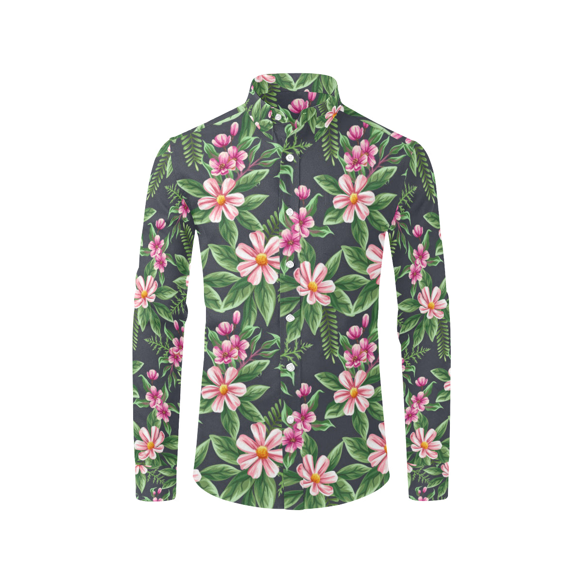 Summer Floral Pattern Print Design SF010 Men's Long Sleeve Shirt