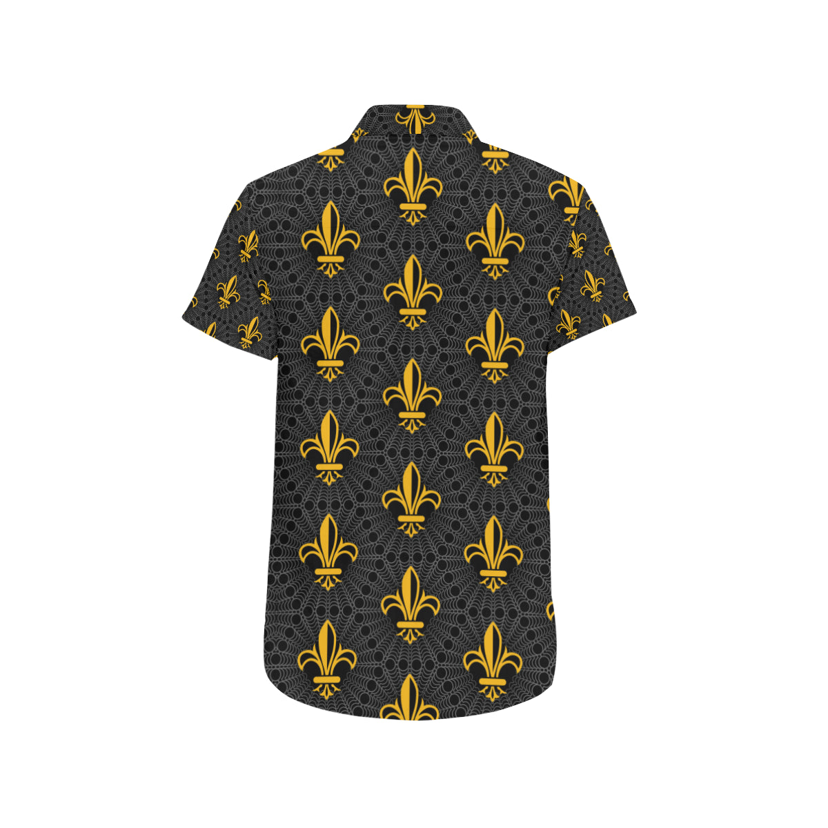 Fleur De Lis Gold Pattern Print Design 01 Men's Short Sleeve Button Up Shirt