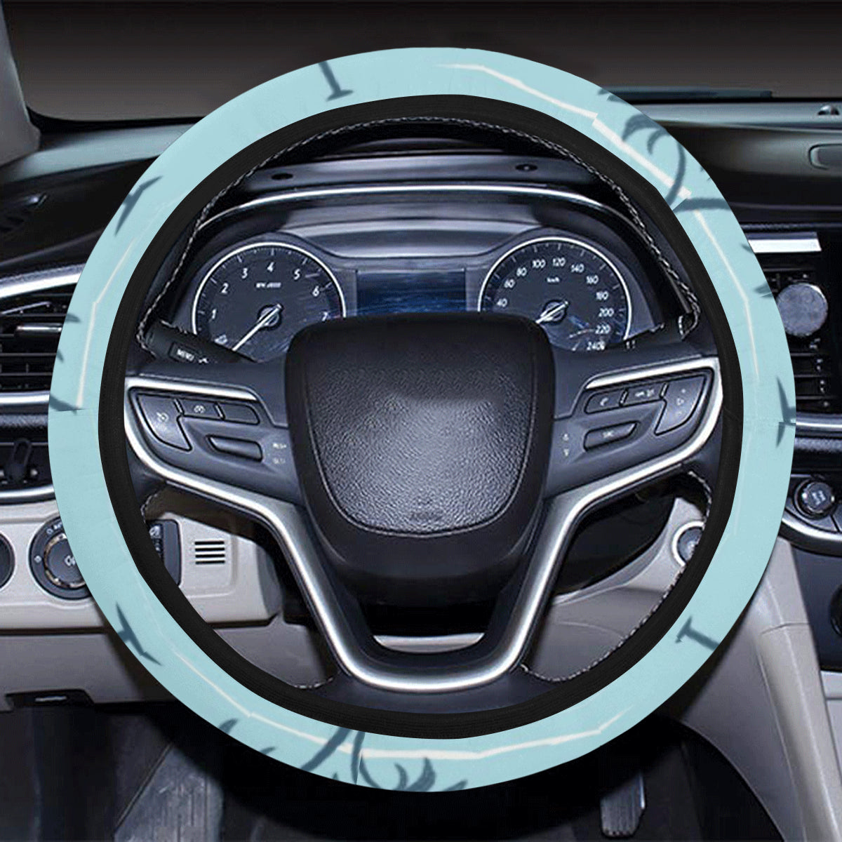 Palm Tree Pattern Print Design PT04 Steering Wheel Cover with Elastic Edge