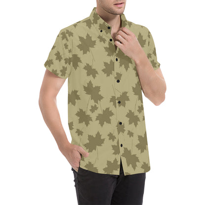 Maple Leaf Pattern Print Design 01 Men's Short Sleeve Button Up Shirt