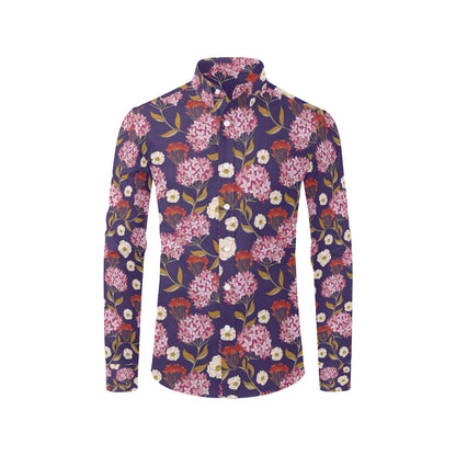 Hydrangea Pattern Print Design HD010 Men's Long Sleeve Shirt