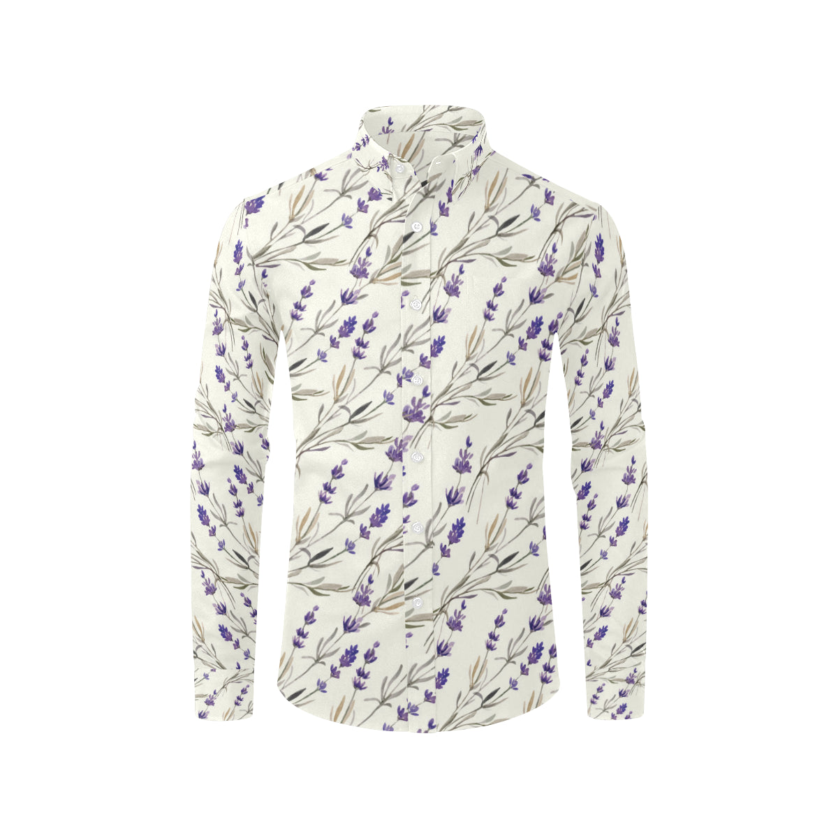 Lavender Pattern Print Design 01 Men's Long Sleeve Shirt