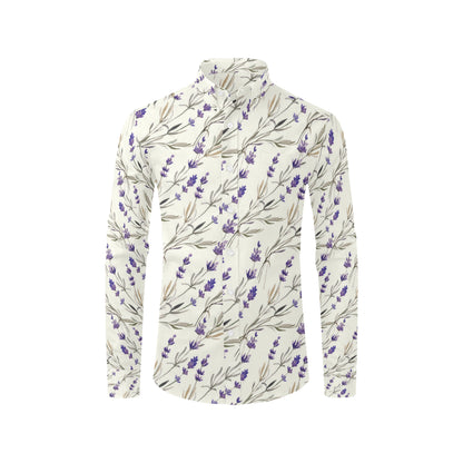 Lavender Pattern Print Design 01 Men's Long Sleeve Shirt