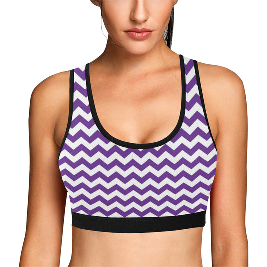 Chevron Purple Pattern Print Design 03 Sports Bra