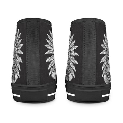 Native American Indian Skull Men High Top Canvas Shoes