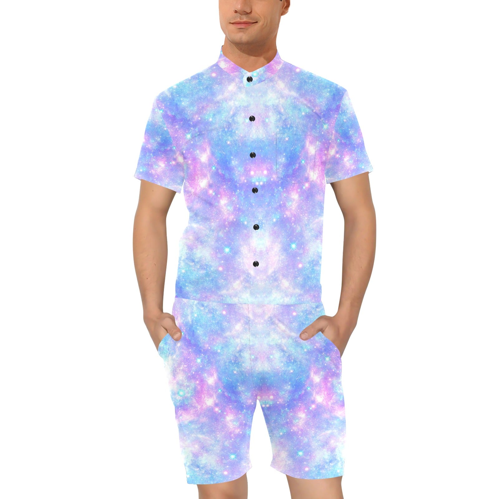 Galaxy Stardust Pastel Color Print Men's Romper