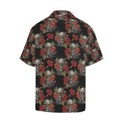 Spider Web Skull Rose Print Design LKS305 Men's Hawaiian Shirt