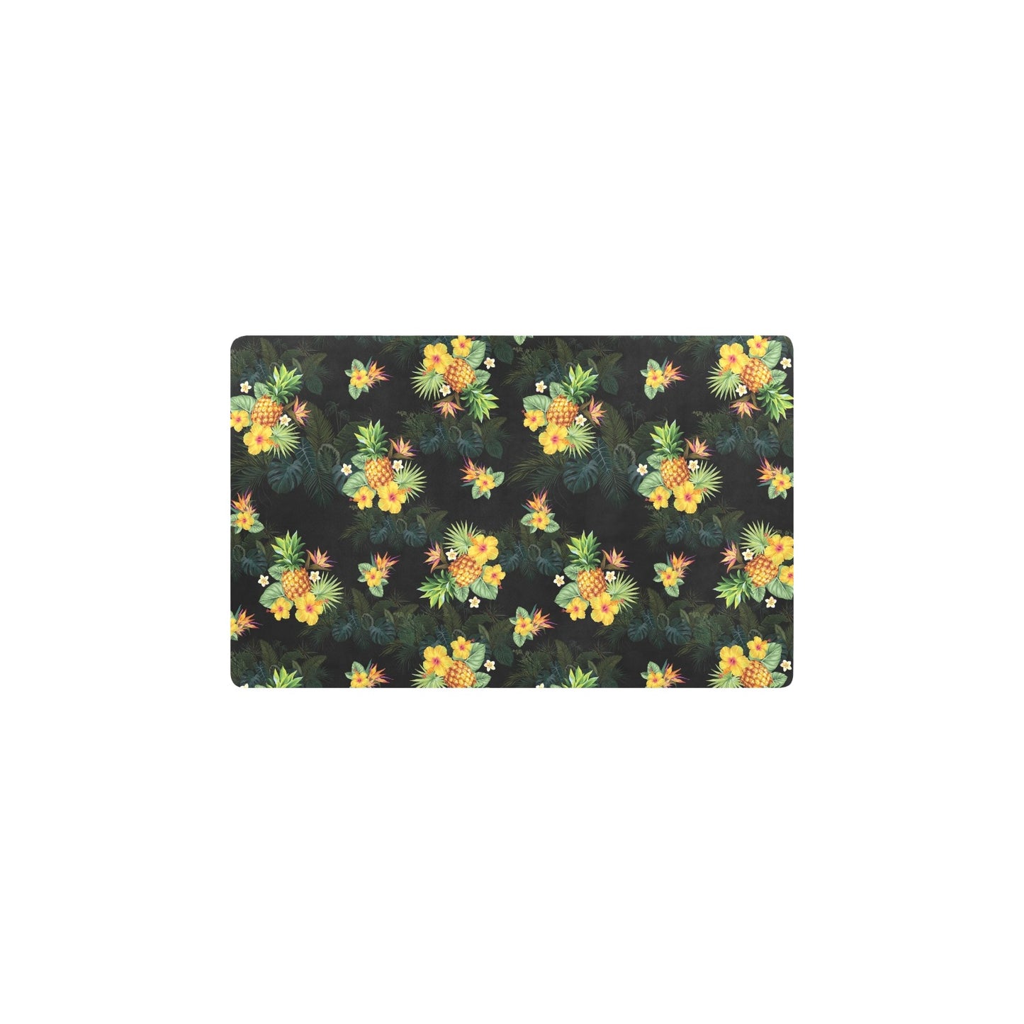 Pineapple Tropical Flower Print Pattern Kitchen Mat