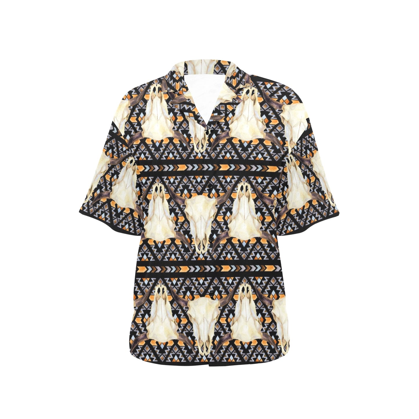Buffalo Head Pattern Print Design 03 Women's Hawaiian Shirt
