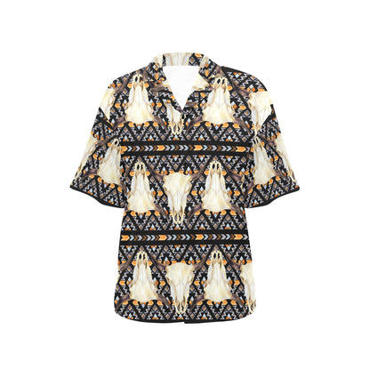 Buffalo Head Pattern Print Design 03 Women's Hawaiian Shirt