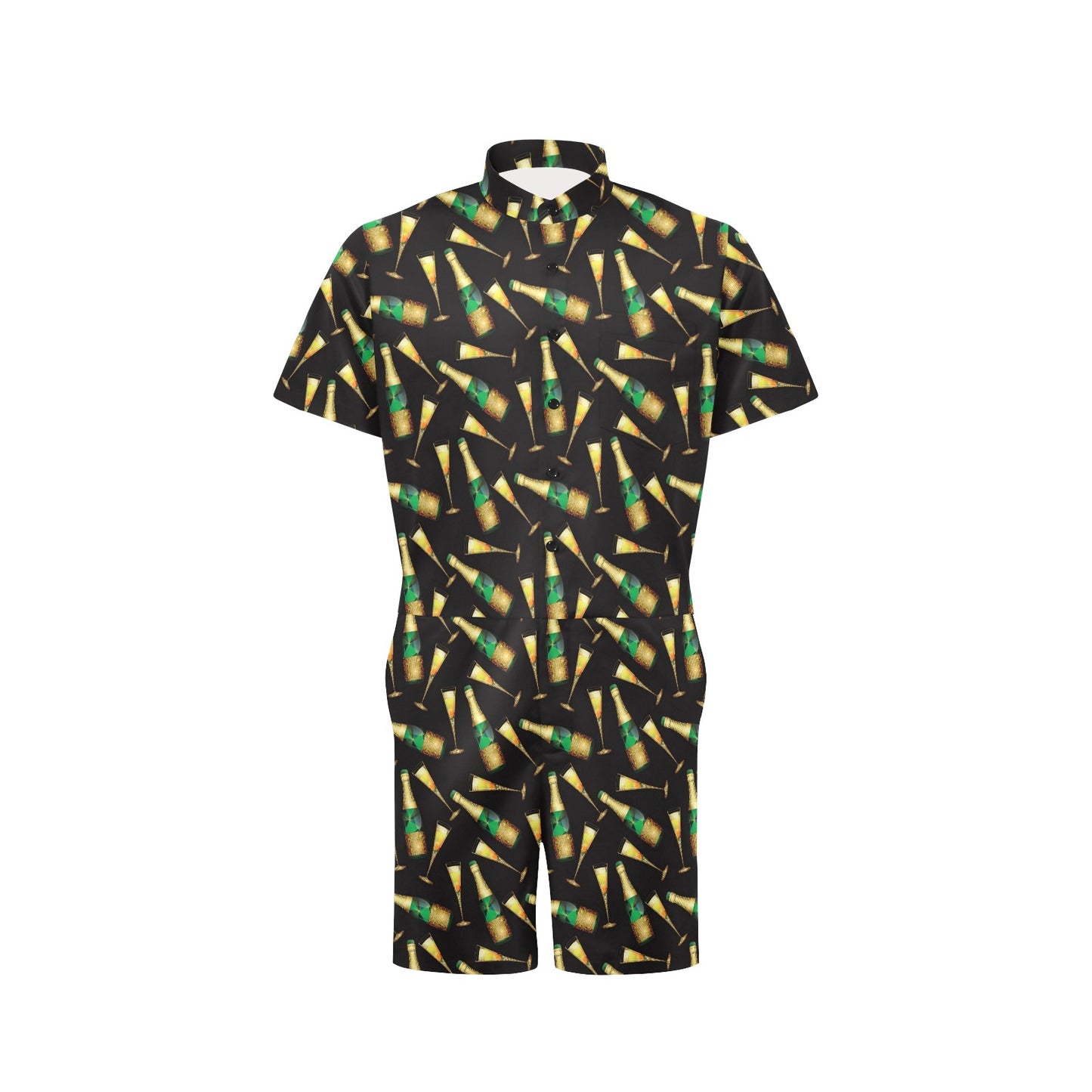 Champagne Pattern Print Design 02 Men's Romper