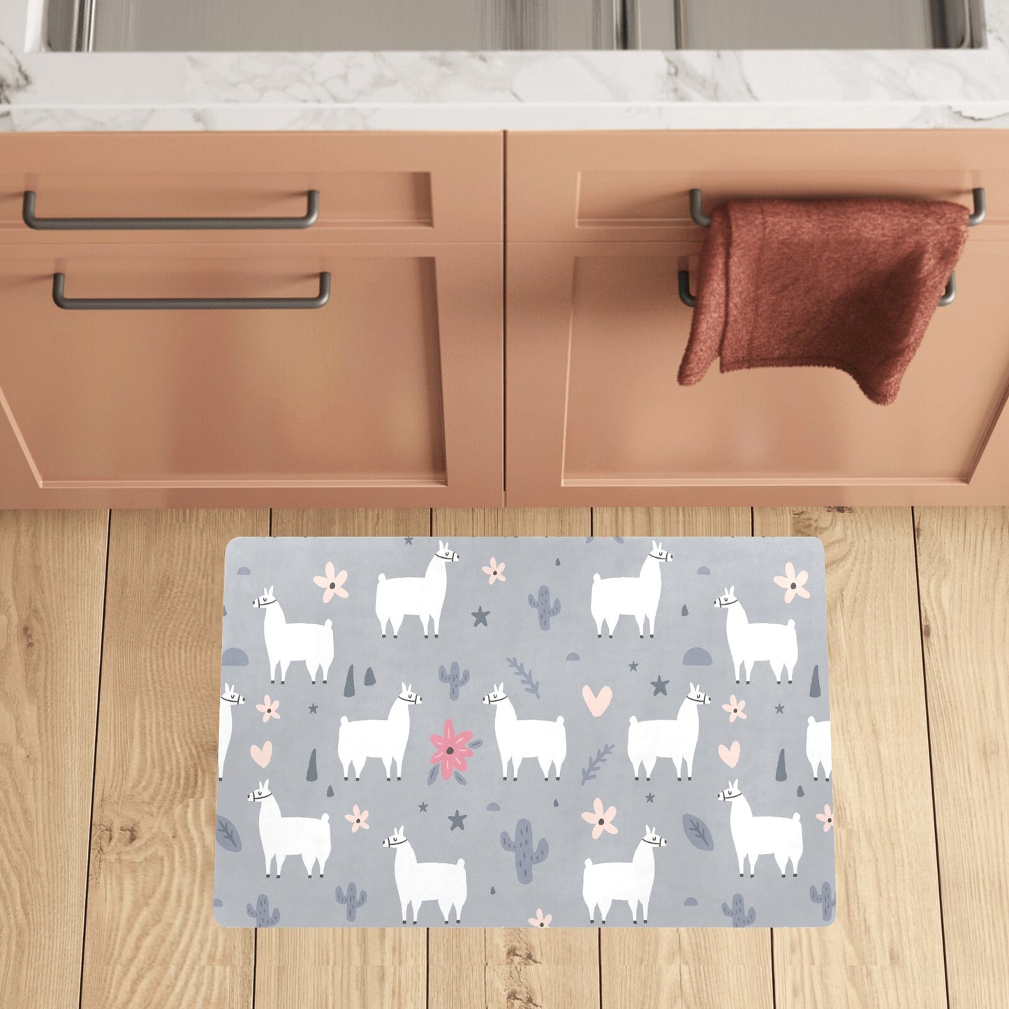 Llama Pattern Print Design 010 Kitchen Mat