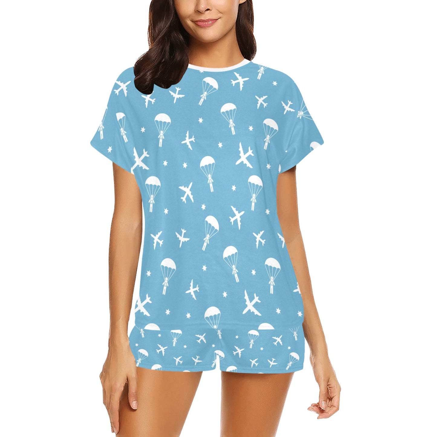 Skydiver Print Design LKS303 Women's Short Pajama Set