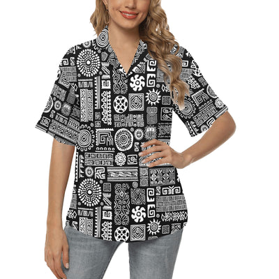 Polynesian Pattern Print Design A02 Women's Hawaiian Shirt