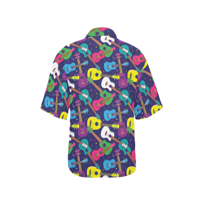 Ukulele Pattern Print Design 02 Women's Hawaiian Shirt
