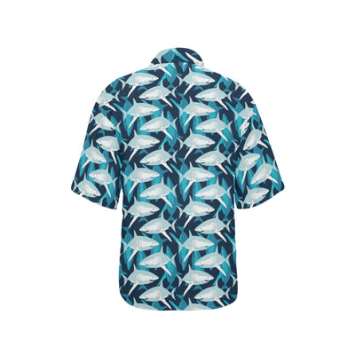 Shark Design Print Women's Hawaiian Shirt